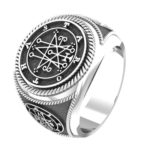 Astaroth Sigil Goetia Unisex Solomon Demon Seal Satan Ring 925 Sterling Silver Size 6-15