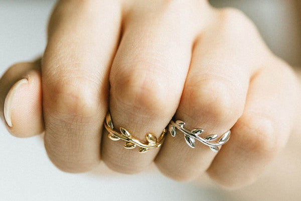 Leaf ring in sterling silver, Leaf Ring, Olive Branch Ring, 925 Sterling Silver-White gold plate-gold plate-Pink gold plate(R-93)