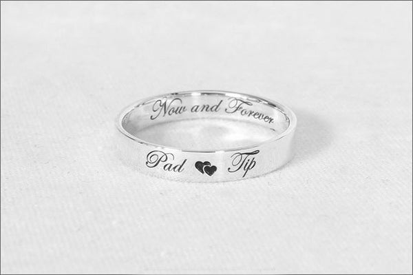 Engraved Ring - Custom Stamped Ring - Name Ring -  Promise Ring - 925 Sterling Silver 4 mm (RB-1)