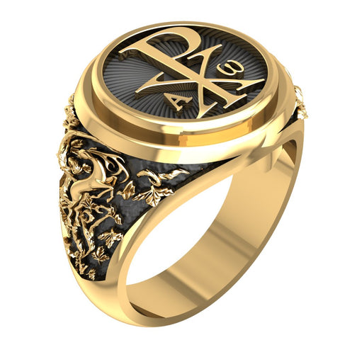 Chi Rho Alpha Omega Ring Mens Womens Brass Jewelry Size 6-15 BR-108