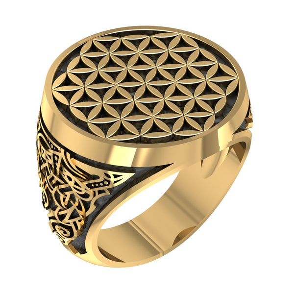 Flower of Life Ring Boho Mens Brass Jewelry Size 6-15 BR-69