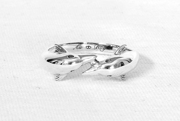 Free Engraved Inside Ring - Dolphins Ring  - 925 Sterling Silver Style Gift Idea Rocker Gothic Woman Jewelry -  Silver ring (SR-049)