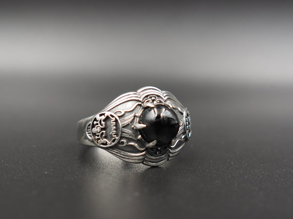 Onyx Sigil of Goetia Belial Lesser Key of Solomon Ring 925 Sterling Silver Size 6-15
