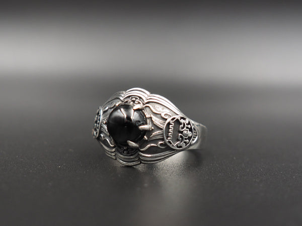 Onyx Sigil of Goetia Belial Lesser Key of Solomon Ring 925 Sterling Silver Size 6-15