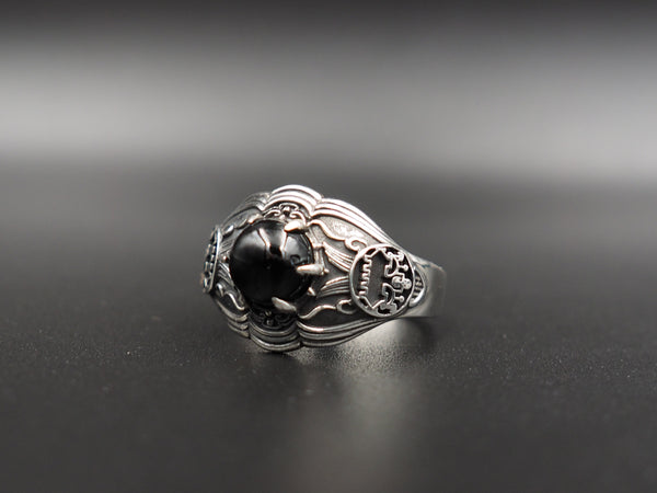 Onyx Sigil of Goetia Belial Lesser Key of Solomon Ring 925 Sterling Silver Size 6-15