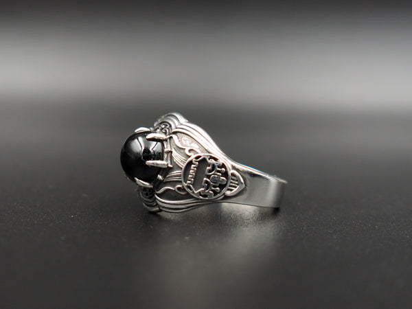 Onyx Sigil of Goetia Belial Lesser Key of Solomon Ring 925 Sterling Silver Size 6-15