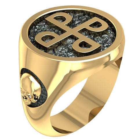 Skull Ring Brass Style Heavy Biker Rocker Men's Jewelry