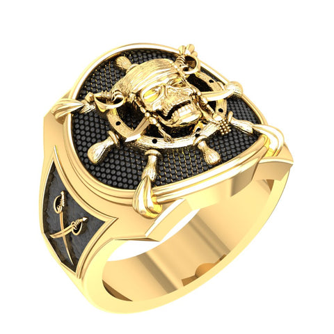 Pirate Crossed Swords Skull Head Ring Gothic Biker Pirate Skull Brass Jewelry Size 6-15 BR-59