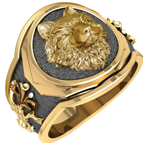 Wolf Head Biker Ring, Brass Jewelry Size 6-15 BR-113