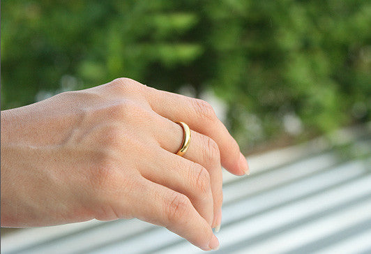 Personalized Ring - Ring 4 mm wide - 925 Sterling Silver with 24k Gold Plate 3-5 micron Stamped Ring, Promise Ring, Engraved ring (RG-03)