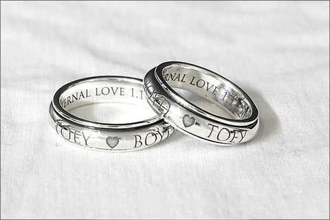 Ring 5.5 mm wide. Personalized Ring - Spinner Ring, Stamped Ring, Spinning Ring, Promise Ring, Engraved ring (RO-02)