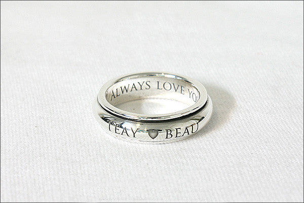 Ring 5.5 mm wide. Personalized Ring - Spinner Ring, Stamped Ring, Spinning Ring, Promise Ring, Engraved ring (RO-02)