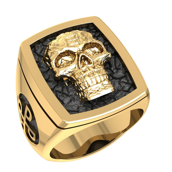 Skull ring, Brass Style Heavy Biker Rocker Men's Jewelry (BR-32)