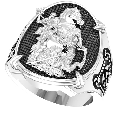 925 Sterling Silver The Saint George Ring Size 6-15
