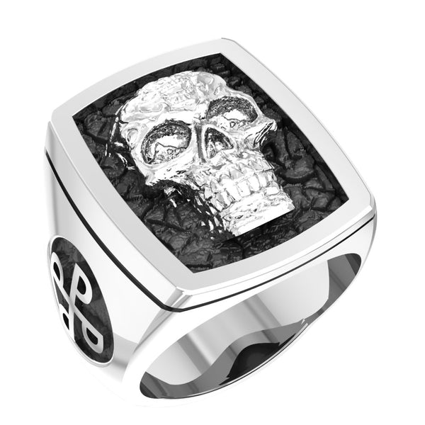 Skull Ring 925 Sterling Silver Style Heavy Biker Rocker Men's Jewelry (R-32)