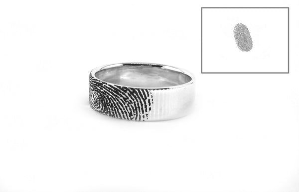 Finger Print Sterling Silver Ring - Fingerprint wedding ring - fingerprint engraved in sterling silver - Custom Ring - finger print ring 6mm